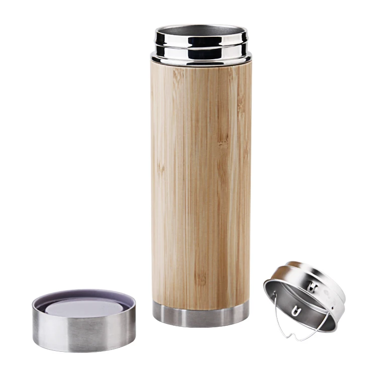 Eco-friendly reusable bamboo fibre coffee cup mug with  filter