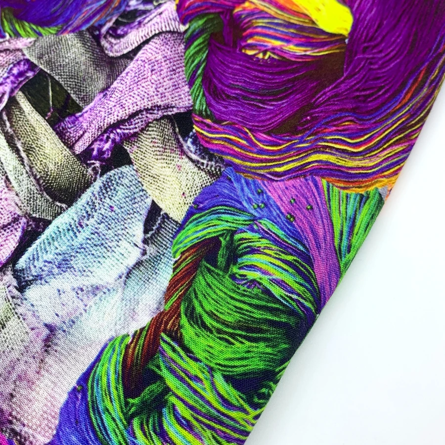 Customize textile materials Rayon spandex digital Fabric woven Challis Discharge Printing Plain Fabric For women dress