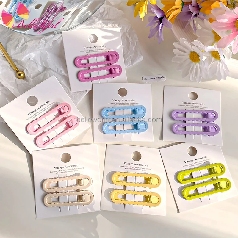 BELLEWORLD custom card adult accessories female duck hairpin manufacturers sweet candy colors 2pcs set of hair clips for girls