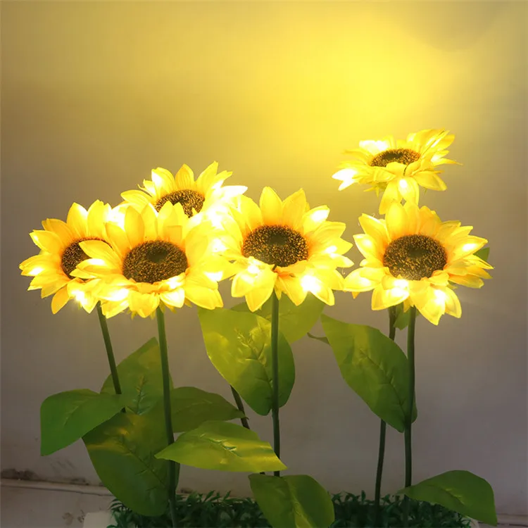 Outdoor Sunflowers Outside Garden Lawn Light Waterproof Solar Sunflower Flowers Pathway solar Light For Patio Yard Decoration