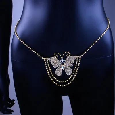 
Lost Lady Fashion sexy waist chain body jewelry wholesale exquisite rhinestone butterfly waist chain body jewelry party gift 