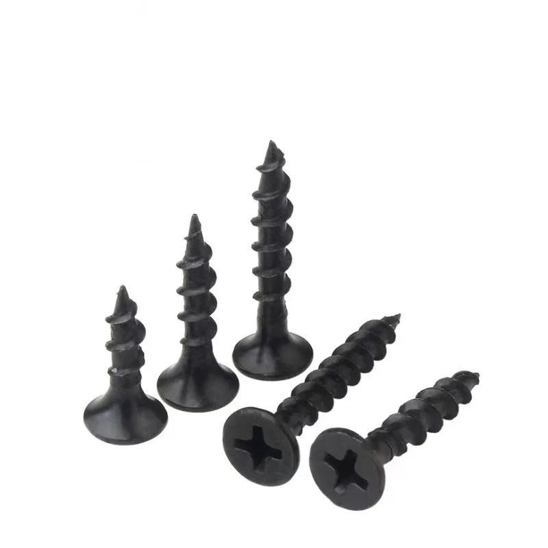 China Factory Direct Sale 20MM 30MM 40MM 50MM 60MM 70MM 80MM 90MM 100MM Hardware Fasteners Black Drywall Screw for Gypsum Board