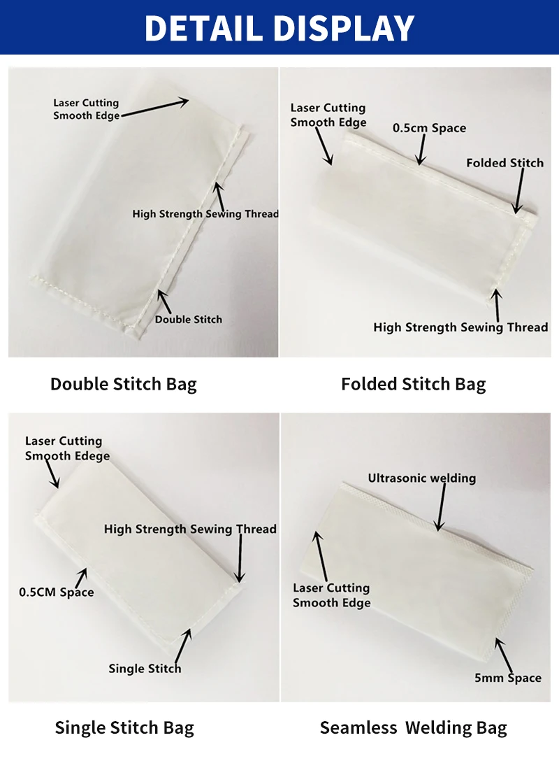 25 37 48 73 90 120 160 190 200 220 micron press bags extraction bags nylon filter heat press bag