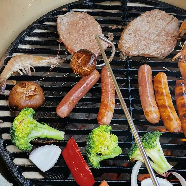 2 Pcs 17 Inch Meat Hook Flippers Turners Pigtail Food Flippers with Stainless Steel Shafts