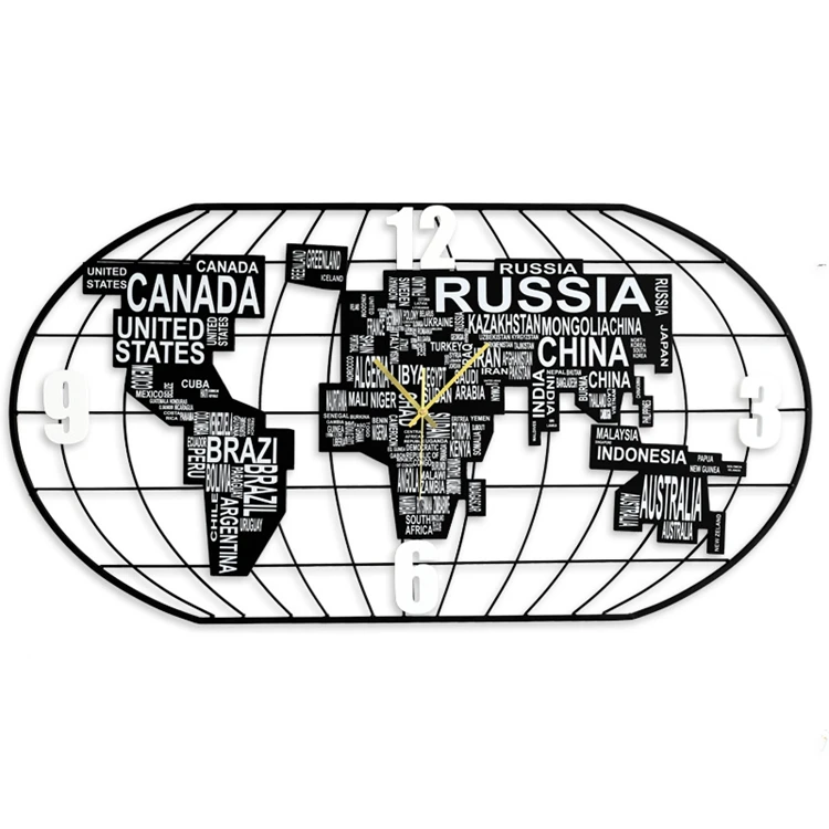 Креативные Часы с картой мира домашнее украшение для гостиной Большие Железные настенные