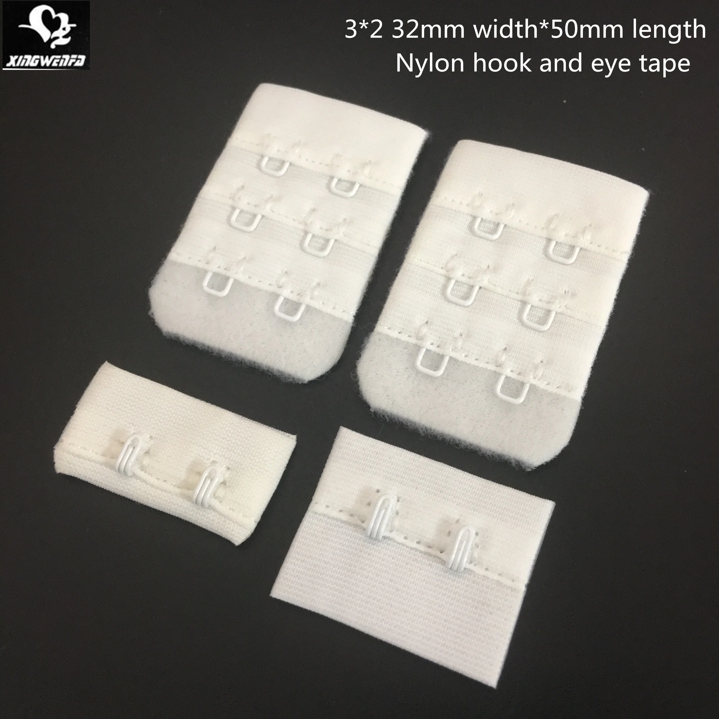 3*2 32mm high quality polyamide visible single stitching visible sewing white nylon hook and eye tape