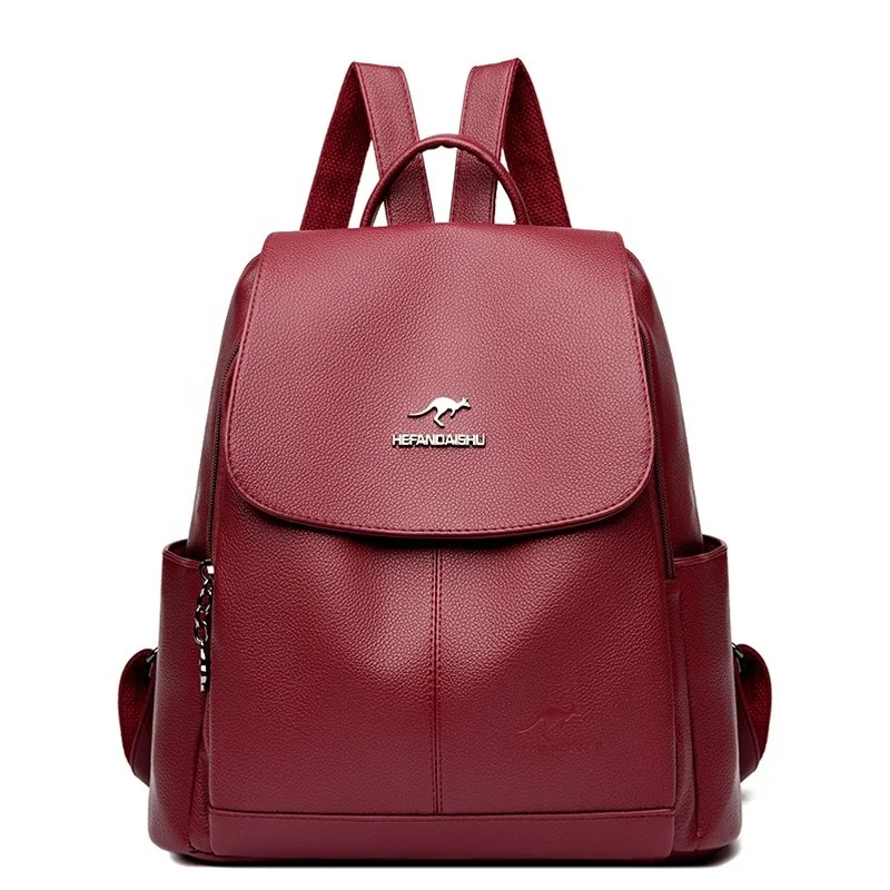 Design Soft Leather Backpack Ladies Travel Rucksacks Large School Bags for Girls Fashion Backpack Women Shoulder Bags