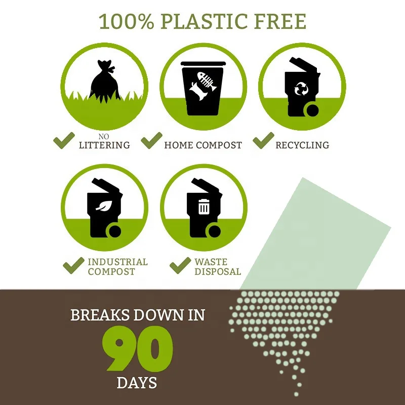 
100% biodegradable Private label pet products poop dog bag waste compostable dog waste bag 