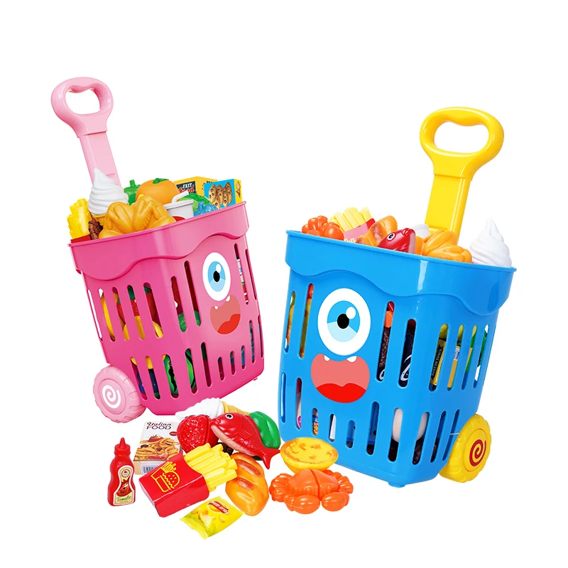 FiveStar Mini Shopping Trolley Grocery Cart Toy Supermarket Pretend Play Basket Toys for Kids