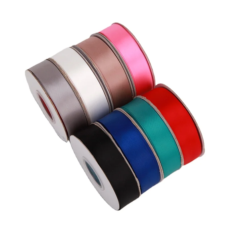 Custom 196 Colors 100% Polyester Rpet Plain Silk Red Poly Printing Printed Branded Logo 10cm 6mm 7mm Satin Ribbon Roll