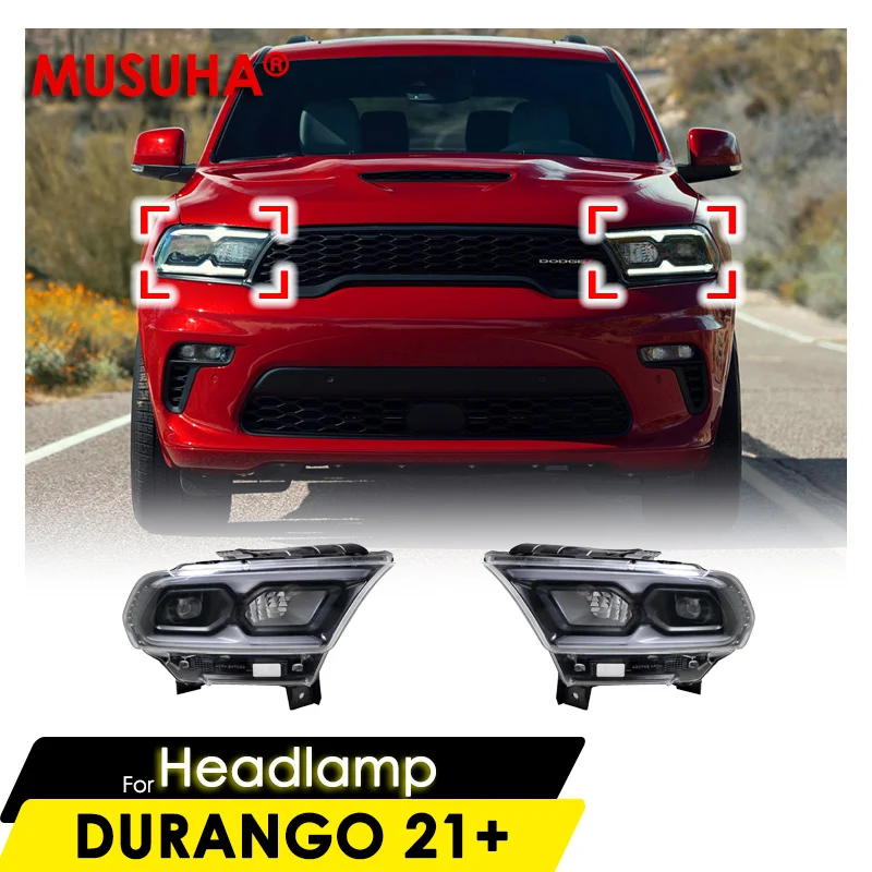MUSUHA Full Led Headlight For Dodge Durango headlight assembly 2021 2022 2023 Head Lamp Assy OEM 68433784AD 68433785AD