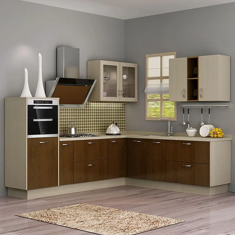 China Foshan Modern Cheap Melamine Kitchen Cabinets Small Wood Kitchen