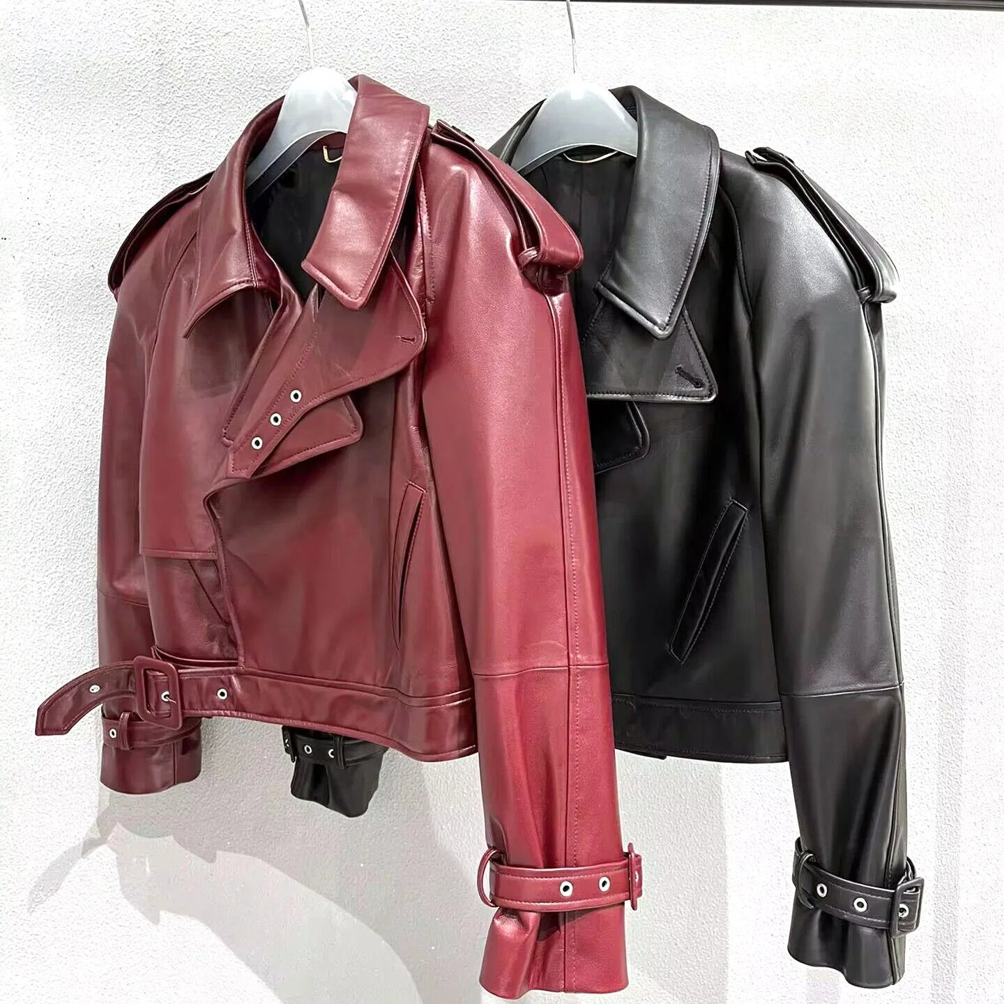 Custom Genuine Leather Jacket Wholesale Ladies Cropped Real Motorcycle Leather Jacket Women