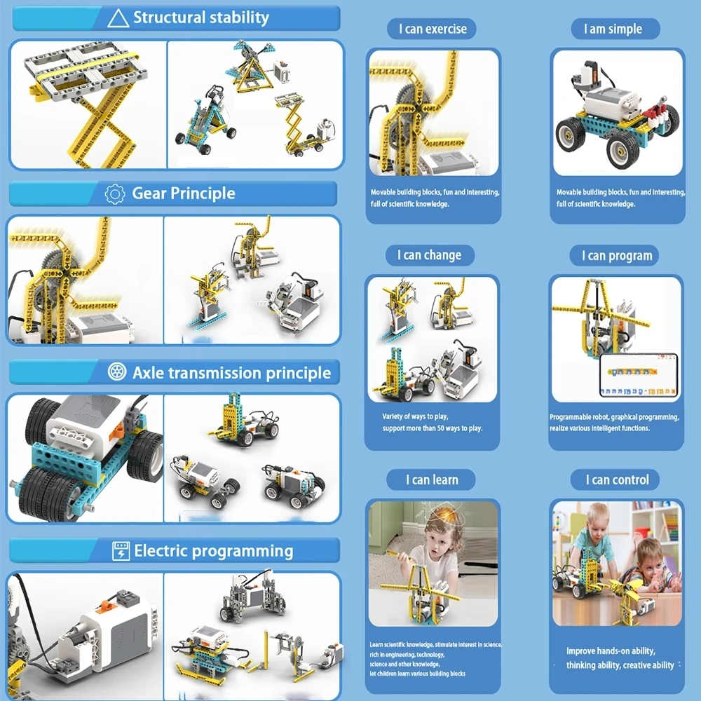 702PCS 50-in-1 STEAM Programmable APP Control Robot Brick DIY Assembly Stem Robots Building Block Educational Toys