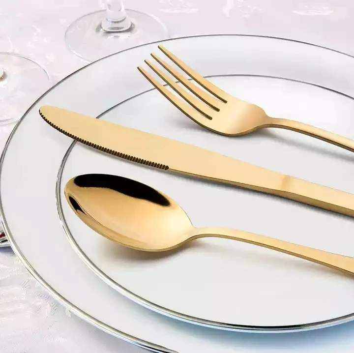 Wholesales Hot Rose Gold Cutlery Sets Stainless Steel Matte Black Square Dinnerware Silverware Set With Logo