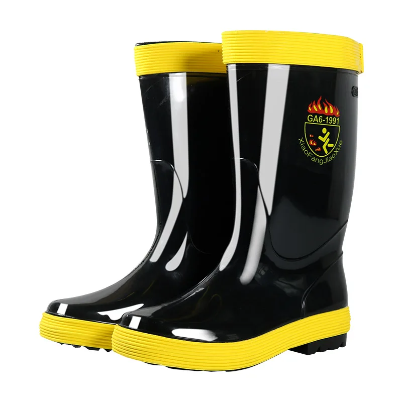 Firemen fire fighting rubber boots fire boots with steel toe