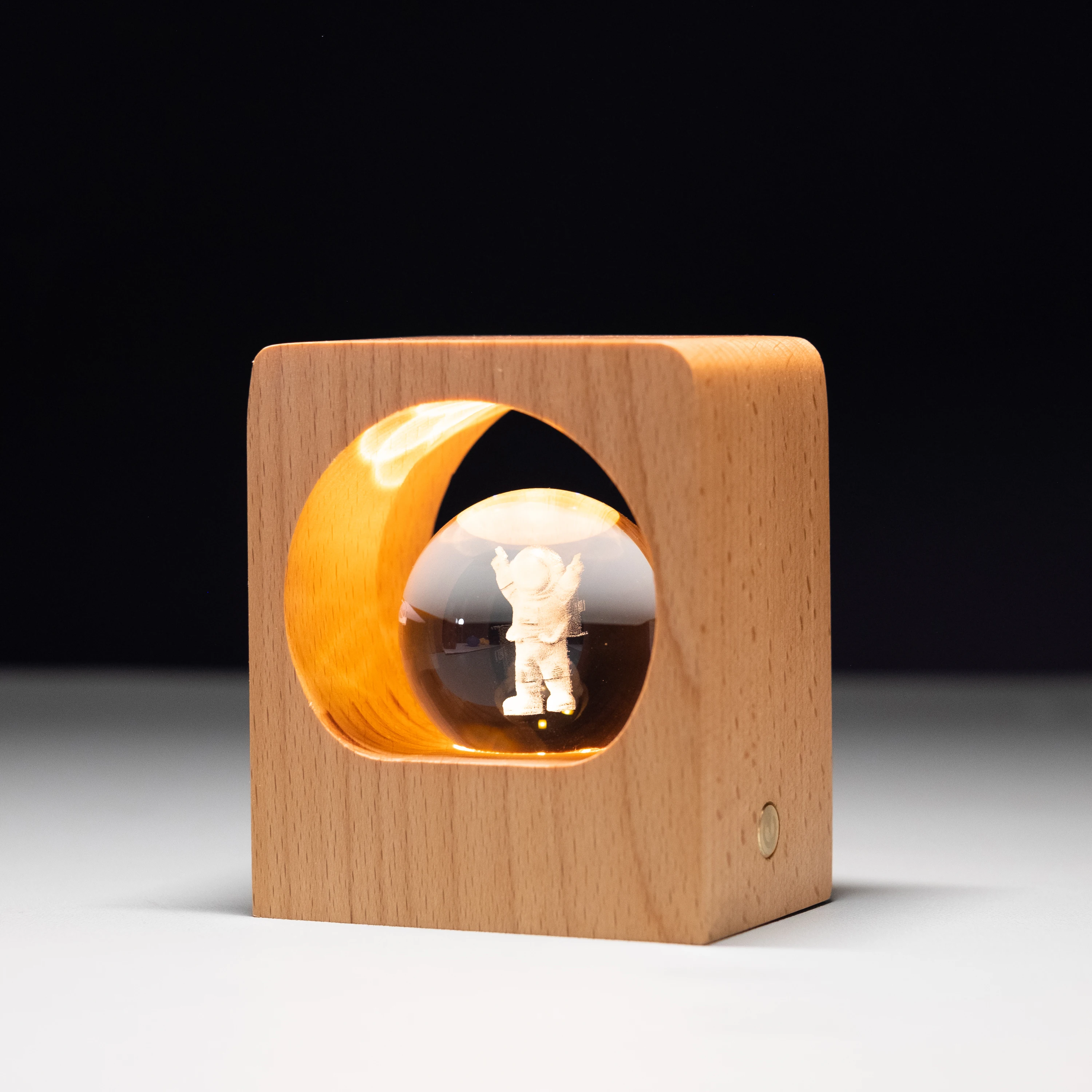 Custom figure 3d laser engraving block with base paperweight christmas gift crystal glass cube Led night light for kids room