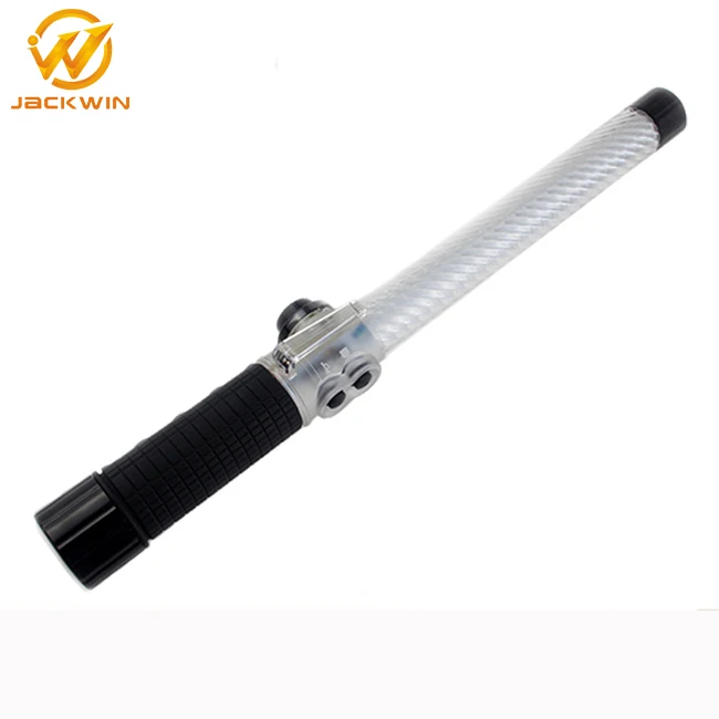 54cm White Battery Powered LED Traffic Baton with Siren