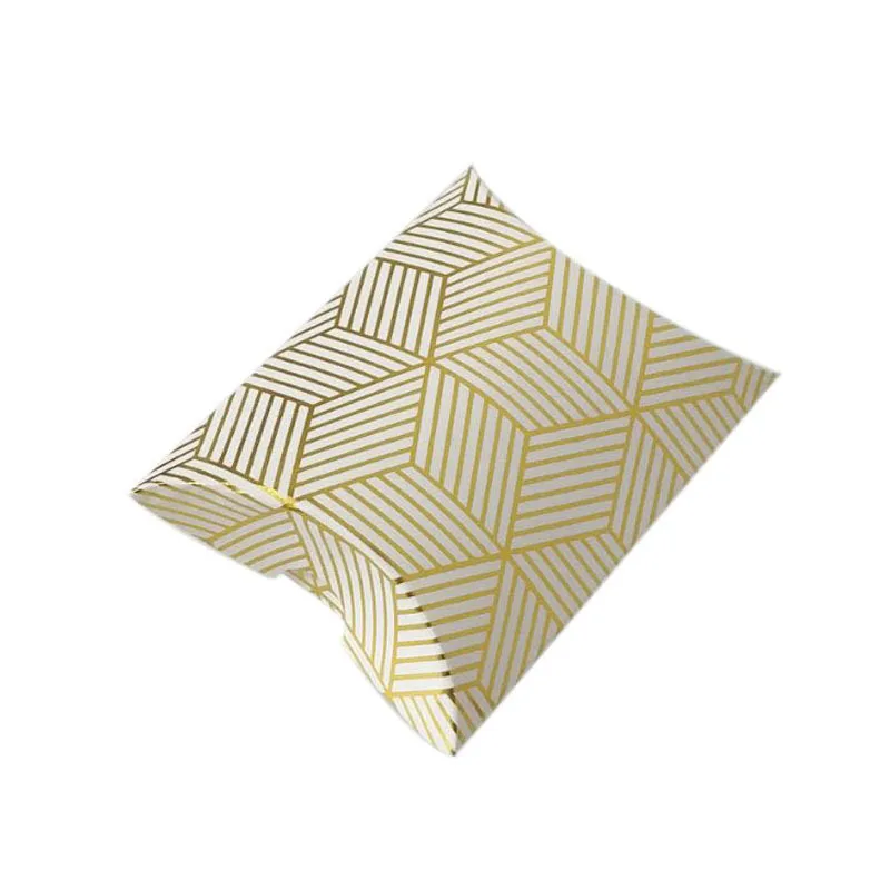 Gold Stamping Wedding Candy Box Christmas Nuts Dried Treat Gifts Pillow Box Packaging Christmas Favor Gift Boxes