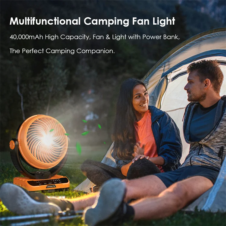 Portable Camping Oscillating Fan 20000mAh High Capacity Lightweight Floor Fan Able To Hang Camping Fan