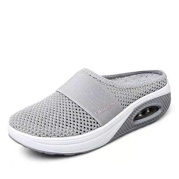 New Daily Slip On Fabric Non-heel Breathable Lazy Shoes Mule Slippers
