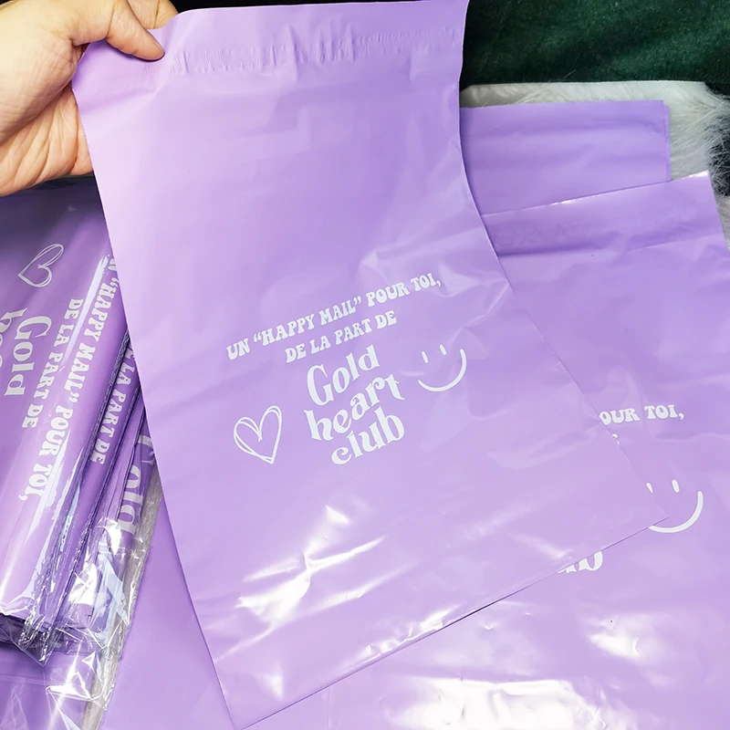 Custom logo eco-friendly purple plastic shipping envelopes poly mailers express courier mailing packaging bags