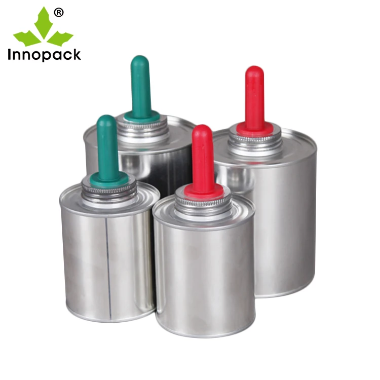500ml metal round tin can with brush 16oz empty container packing for Hoof oil