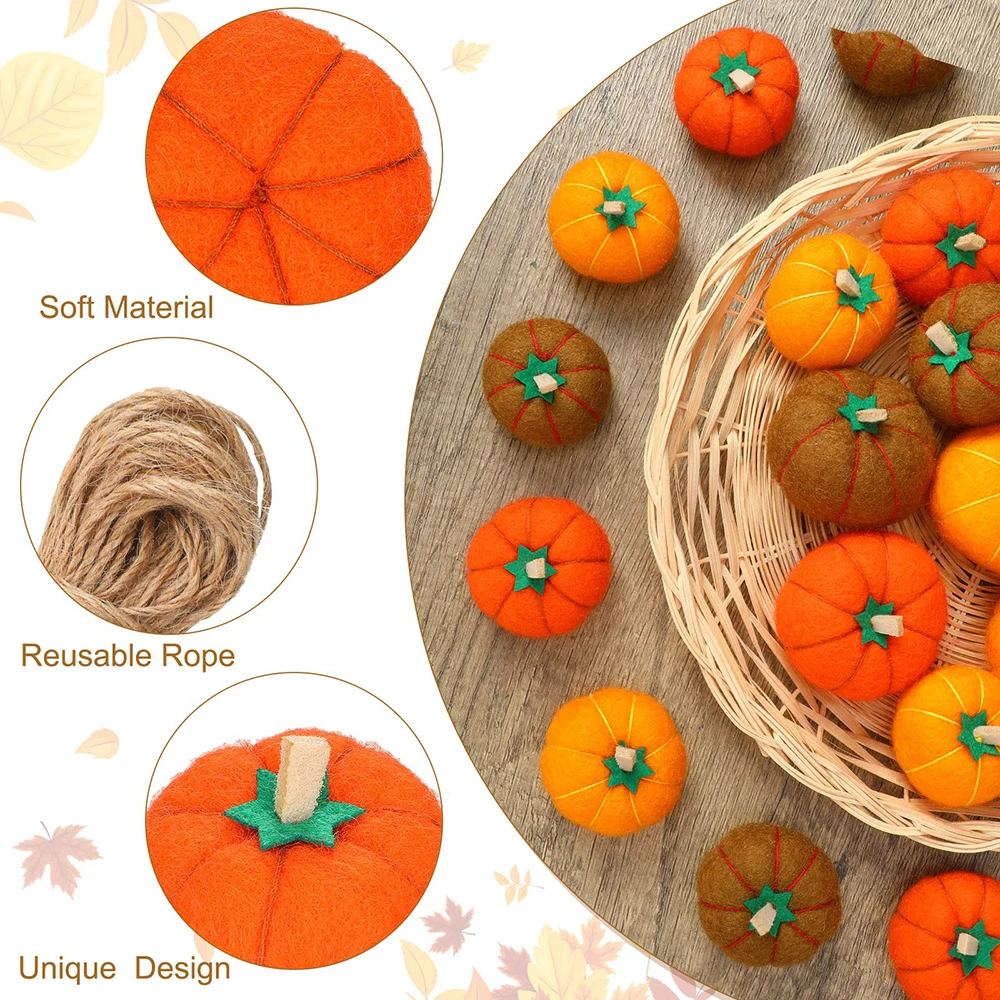 Hot Selling Thanksgiving Mini Pumpkin Halloween Home Decor Wall Hanging Ornament Decoration Felt Pumpkins Crafts Outdoor