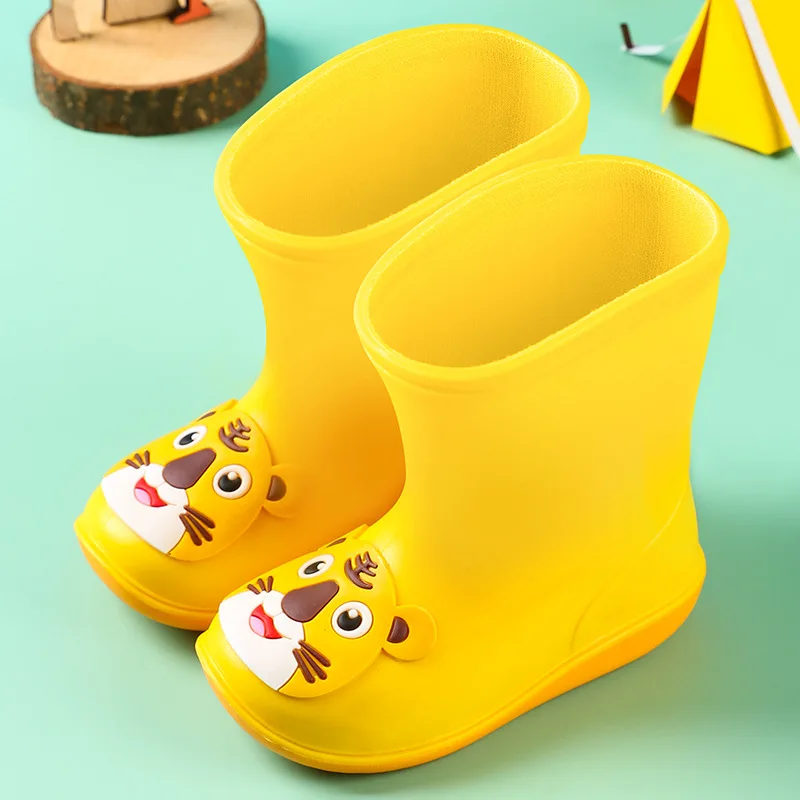 Rain Boots Kids Boy Cute Tiger Frog Waterproof Light and Handy Water Toddler Shoes Girls Children Yellow Rain Boots
