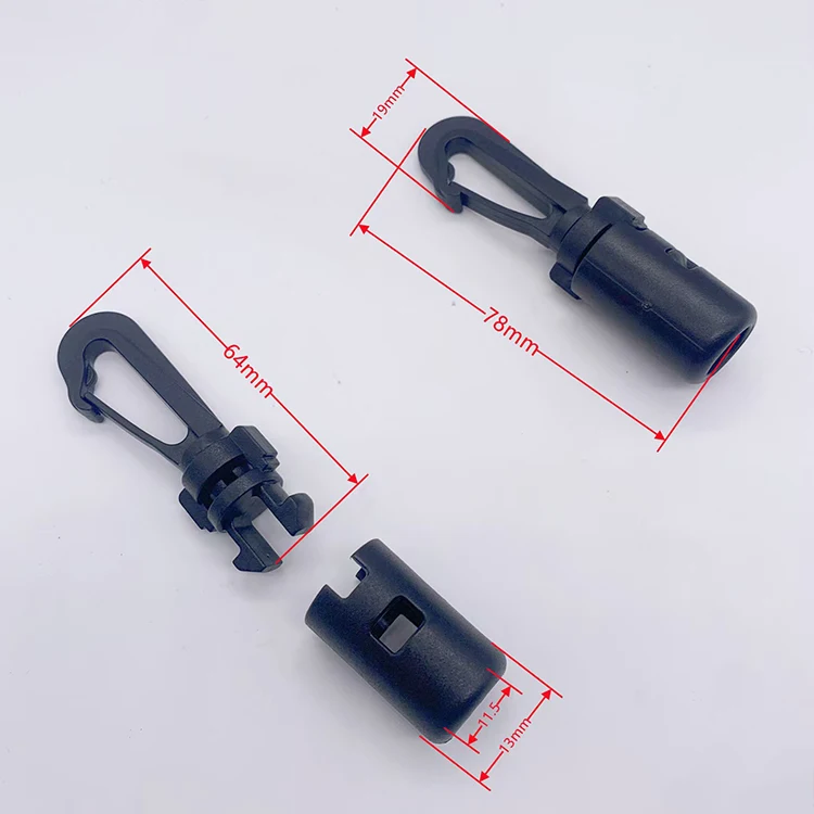 Factory Sale Multi-purpose Black Plastic Lanyard Hook Clasps Cord End Toggle for Tag ID Card