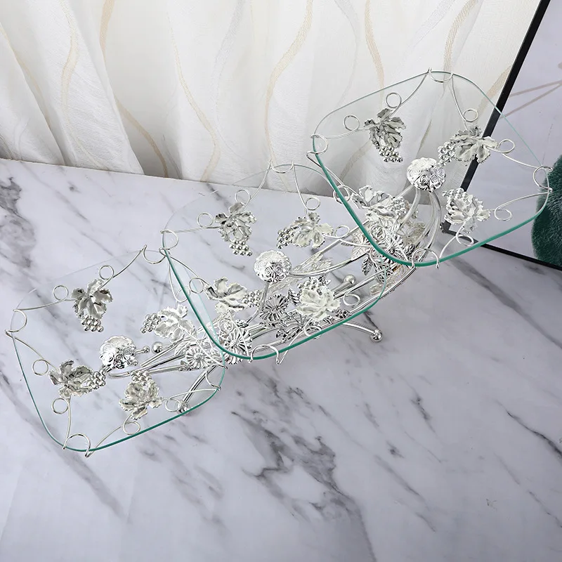 European classic wind tempered glass fruit plate wedding dessert table decoration plate