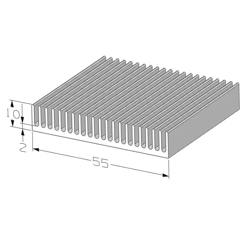 Aluminum heatsink profile 50(W)*10(H)mm