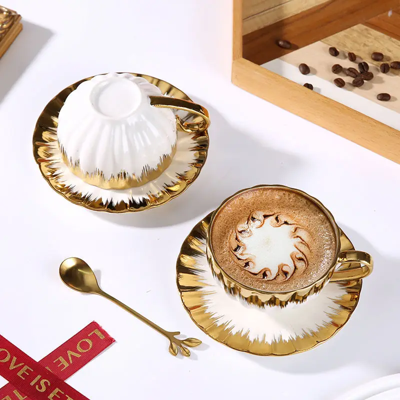 Ceramic Cups With Saucers, Espresso Cups and Saucers, Porcelain Coffee Cup and Saucer Set