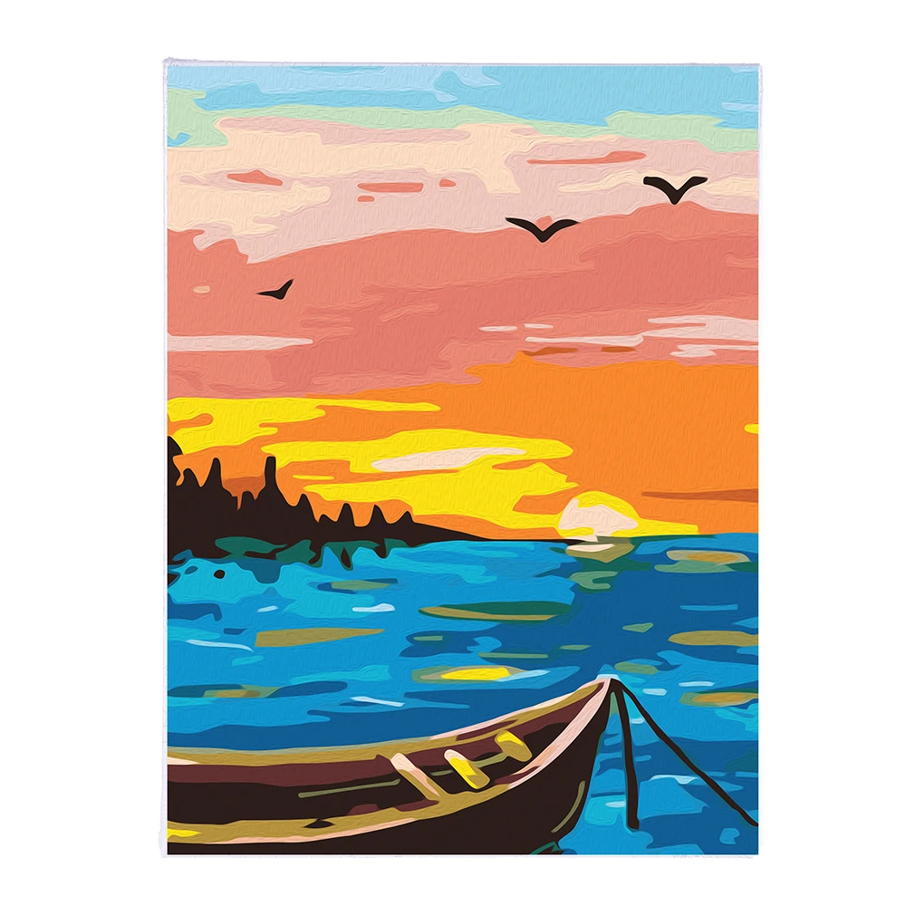 12x16inch Painting by Number Set Canvas DIY Color Landscape Oil Painting Acrylic Paints Kits Art Decor Painting With Frame