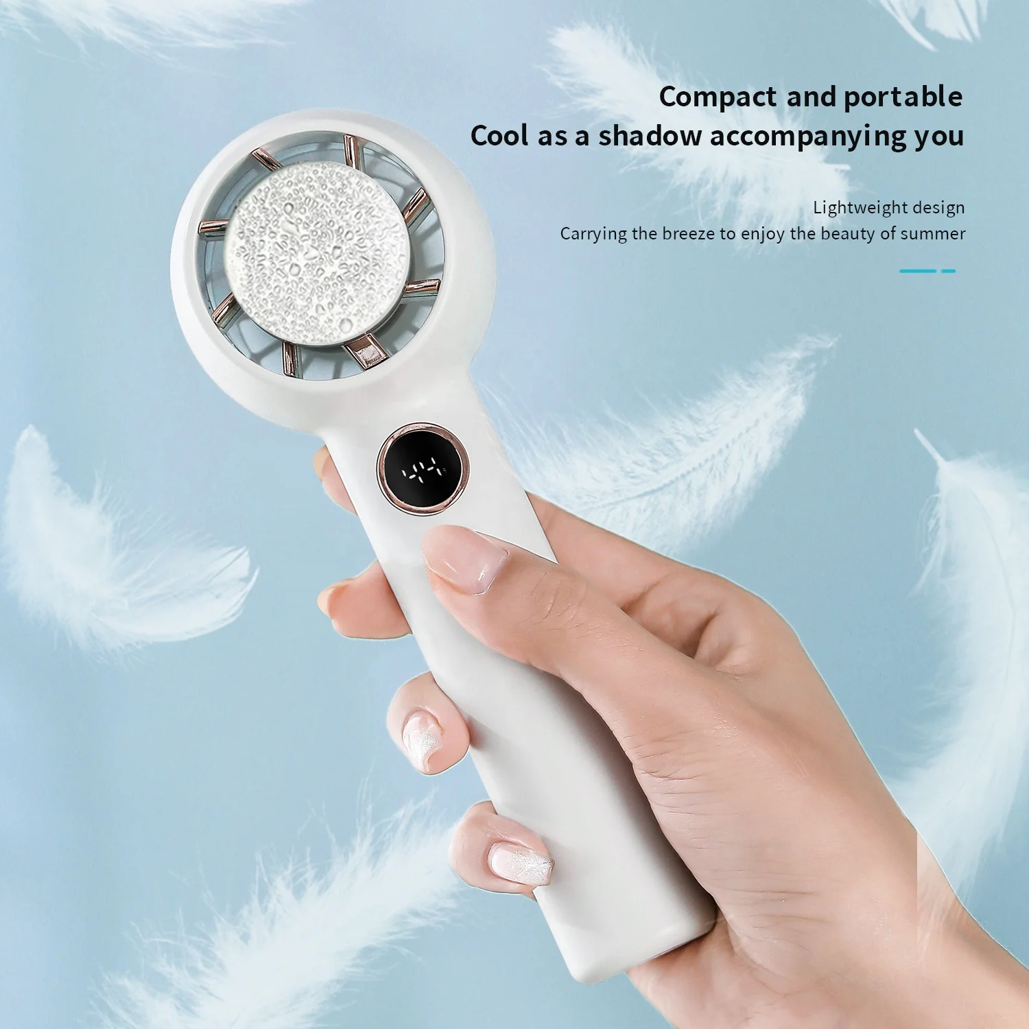 New Arrivals 2024 Air Conditioner Fan Portable Handheld Ice Cooling Small Fan with Cell Phone Stand