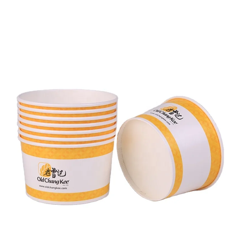 Custom Printed Disposable Container Kraft Paper Noodle Food Cup Biodegradable Hot Soup Bowl With Lid