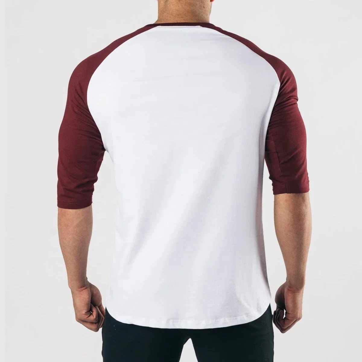 Men Blank OEM Custom Printing New Fashion 3/4 Raglan Sleeves T Shirt