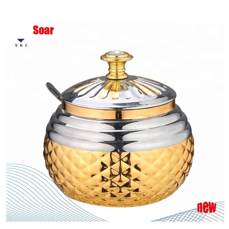  Hot sale arabic gold silver color customized Stainless Steel Condiment Seasoning Containers