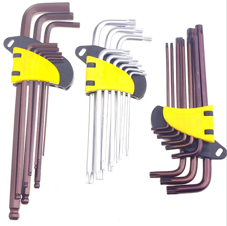 High quality wrench bronze brown color Ball end Hex Key allen  key wrench set