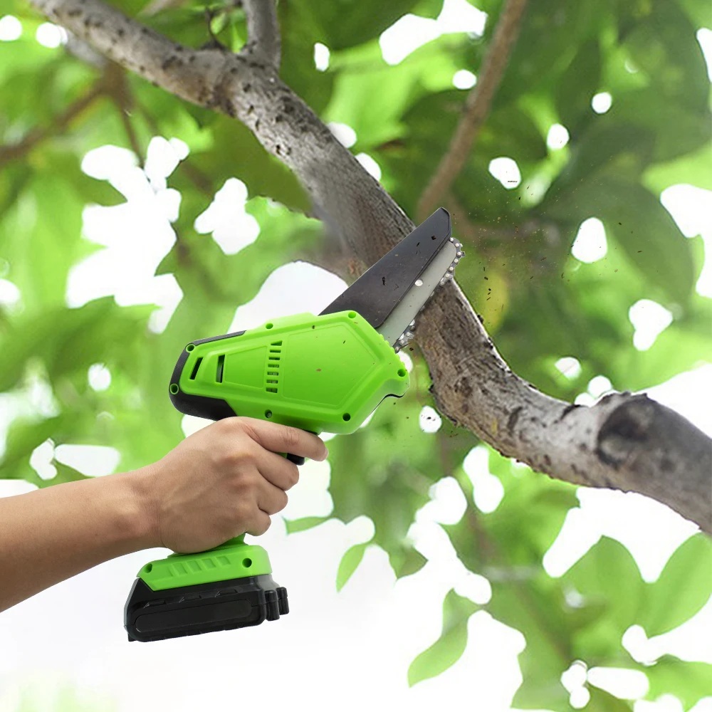 Portable 4Inch Mini Electric Chainsaw Bare Tool Lithium Battery Cordless Chainsaw Battery Machine Electric Chain Saw