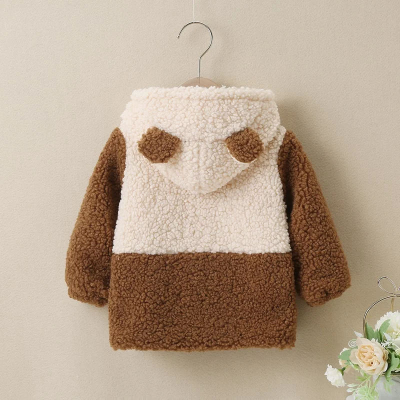 
New Toddler Girl Winter Clothes Cute Patchwork Long Sleeve Hoodies Single Breast Baby Coats Baby Boy Clothes Kids Clothing 0-24M 