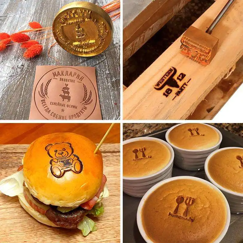 Wood Leather Burning Stamp Branding Iron With Brass Head 50MM Logo Copper Molds DIY Branding Iron Stamp For Father Gift