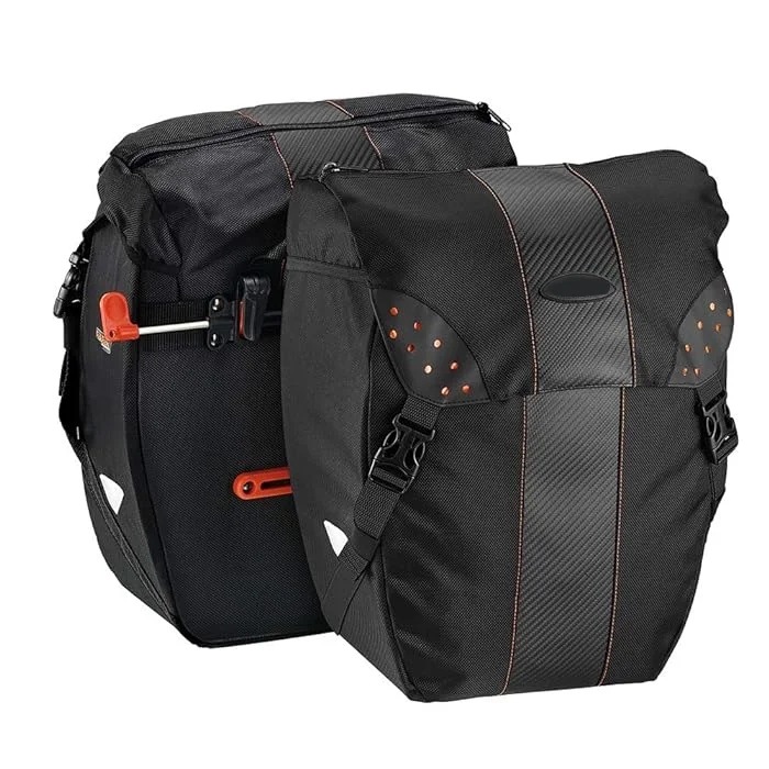 Black Includes Rain Cover Clip-On Quick-Release All Weather Bike Panniers Bicycle Bag PakRak