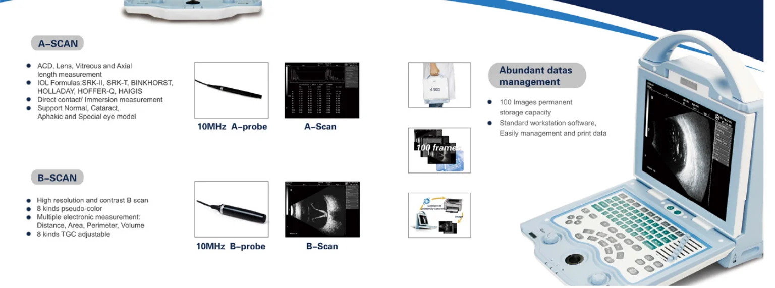 Full Digital Ultrasonic Diagnostic System Portable AB-scan Ophthalmic Ultrasound for Human and Vet