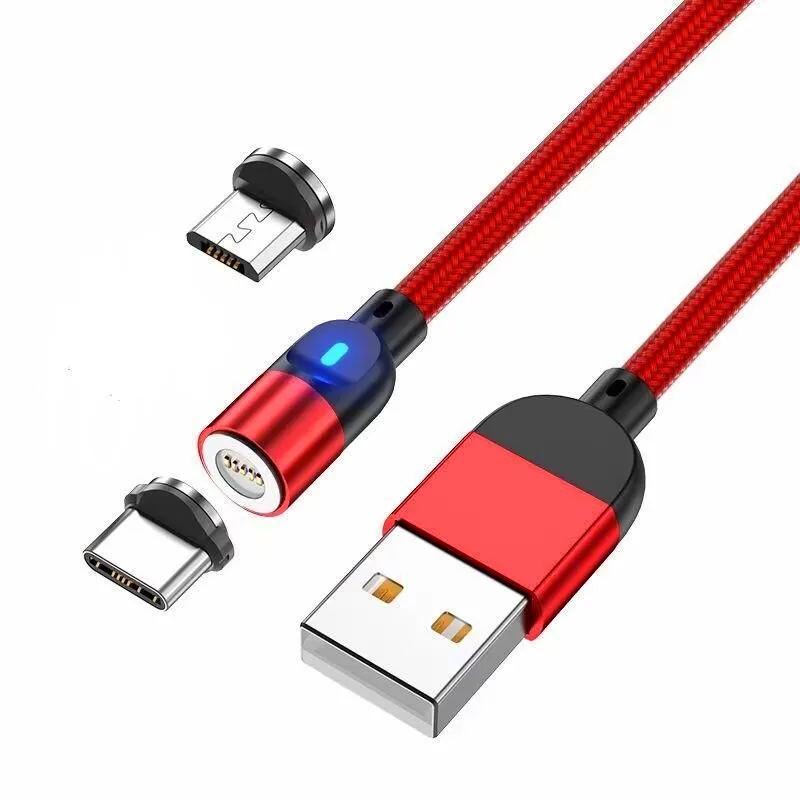 3 in1 Nylon Braided Magnet Charger Fast Charge Micro USB Type-C Magnetic Charging Cable