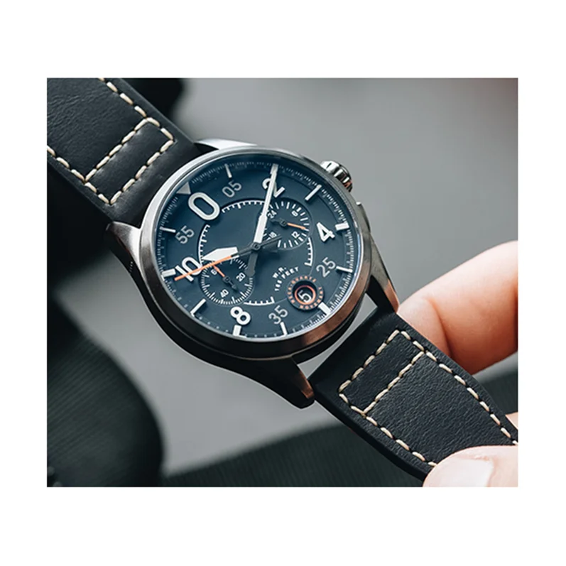 Fashion stainless steel case calendar stopwatch Miyota movement men leisure quartz watches