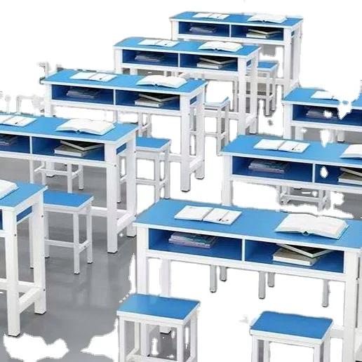 School desk and chair with drawer double deck for primary and secondary school students