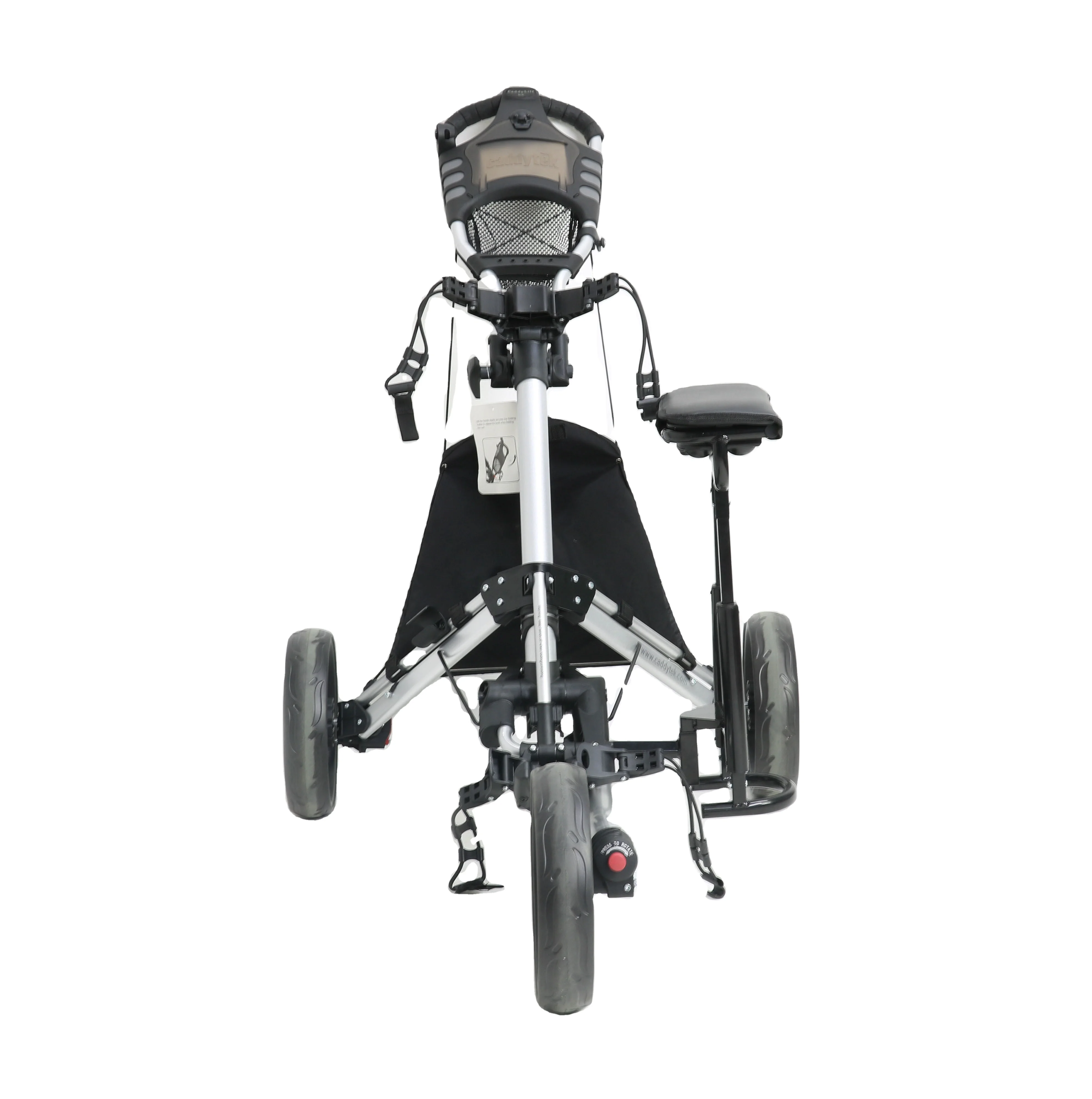 Three-wheeled Golf Cart with Movable Seat Umbrella Holder Storage Bag Brake Detachable Wheel Practical Push Trolley