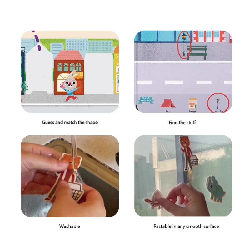 Silicone Sticker Book Busy City Theme Children Puzzle Picture Book Preschool DIY Handmade Craft Kit