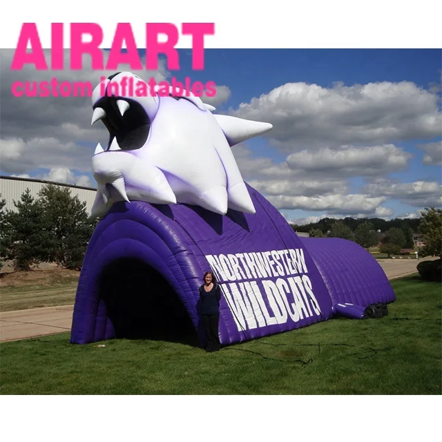 Giant advertisement inflatable mascot tunnel inflatable tiger football tunnel for game entrance